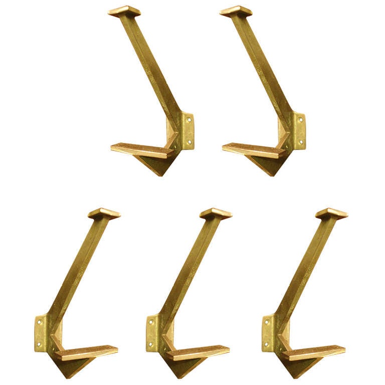 Set of Five Art Deco Hooks at 1stdibs
