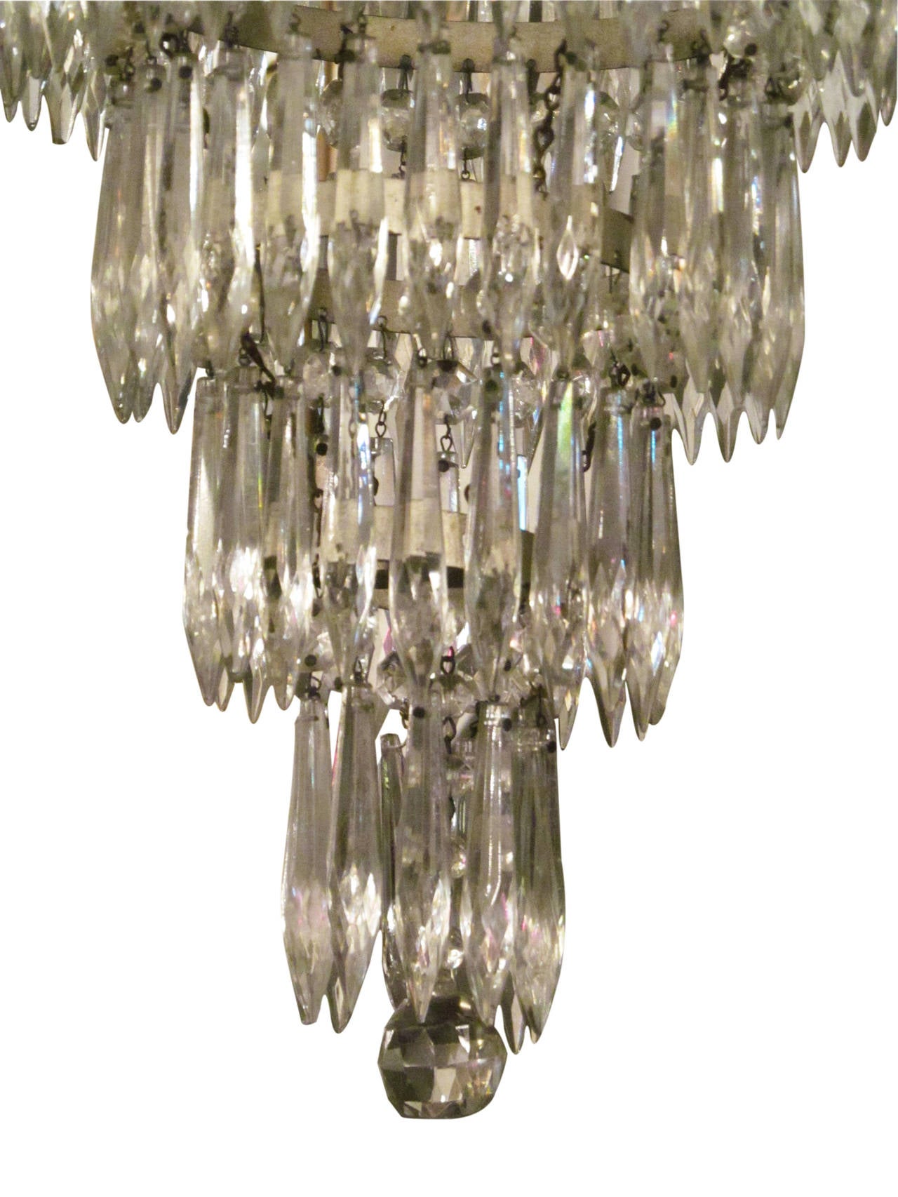 1930s Silver Plated Wedding Cake Chandelier 1