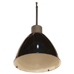 Black Enamel Industrial Pendant Light from Belgium