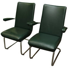 Pair of 1960s Green Office Chairs