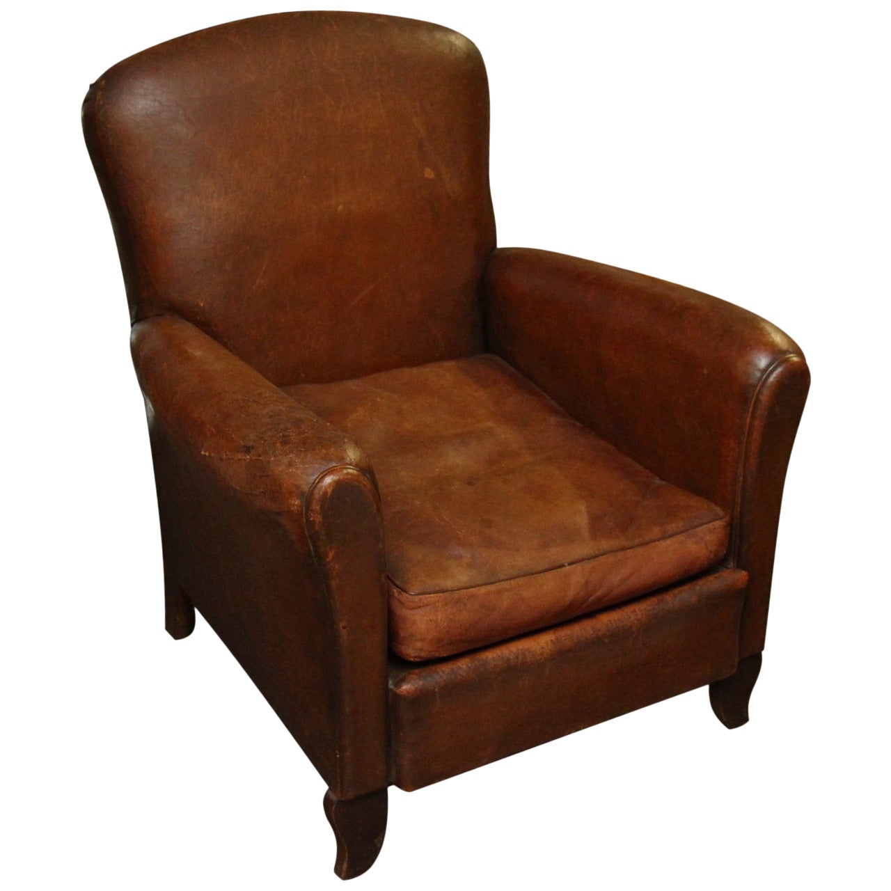 1940s French Leather Club Chair