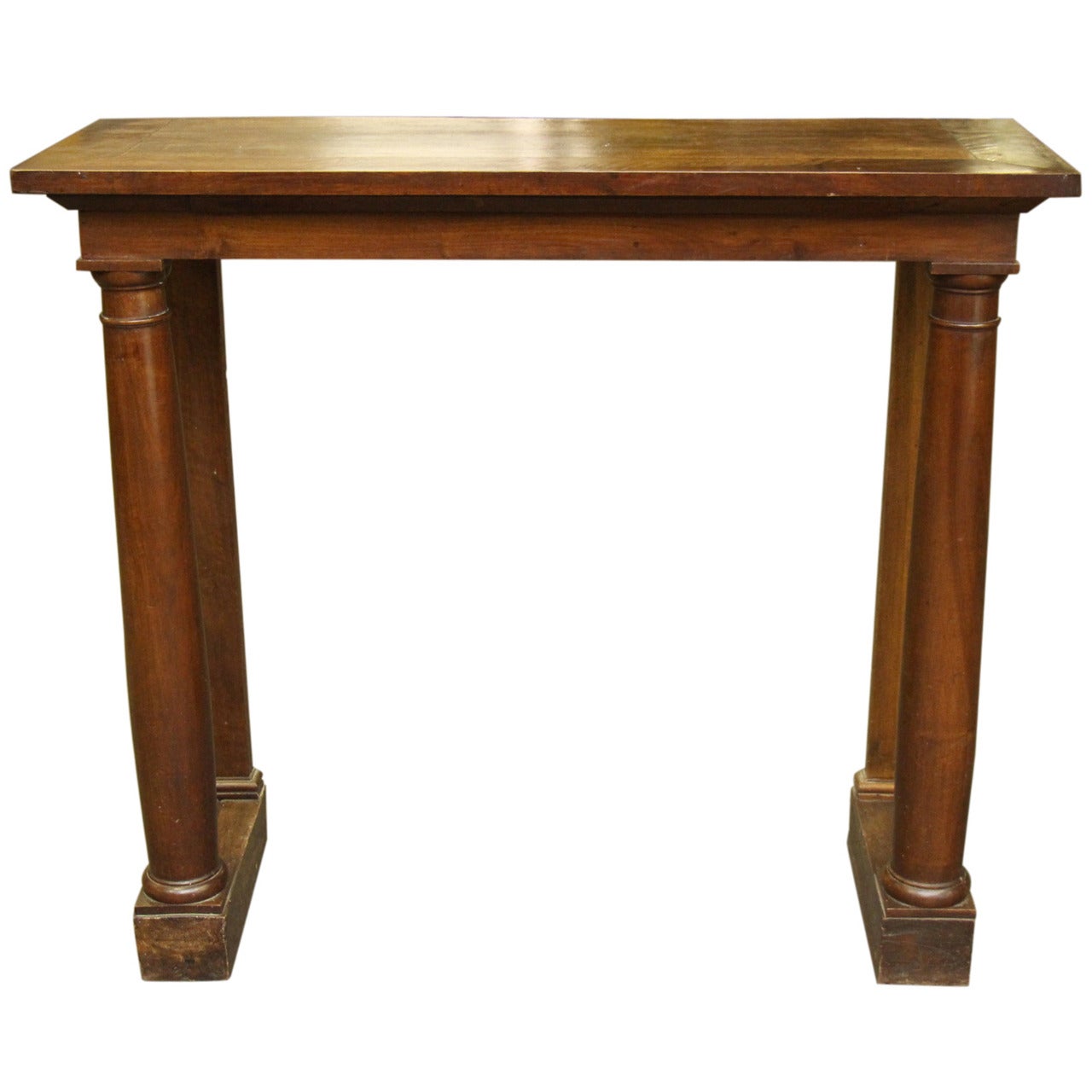 1920s French Wood Writing Console with Columns