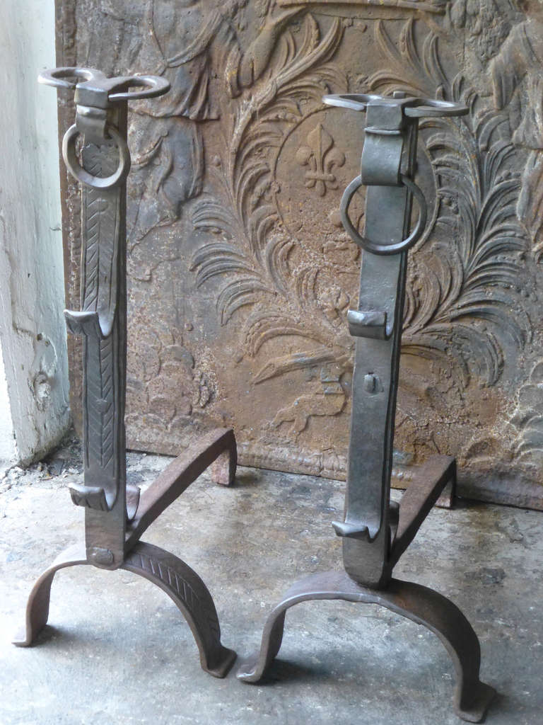 17th c. Ram's Head Andirons