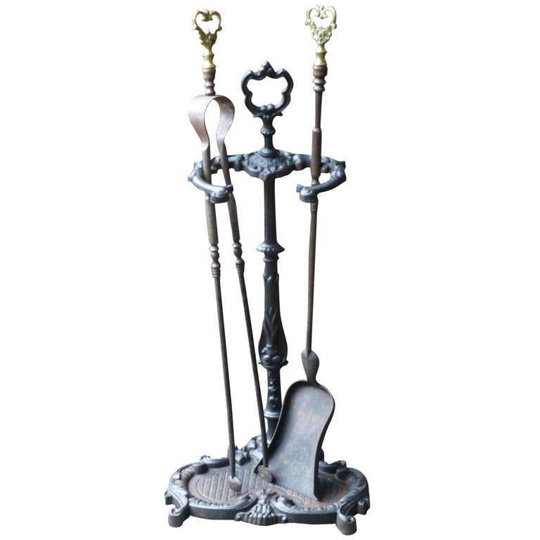 19th Century French Fire Tool Set Fire Irons and Stand at 1stdibs