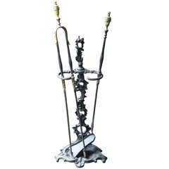 19th Century French Louis XVI Fire Tool Set and Stand