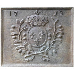 18th Century Arms of France Fireback Dated 1739