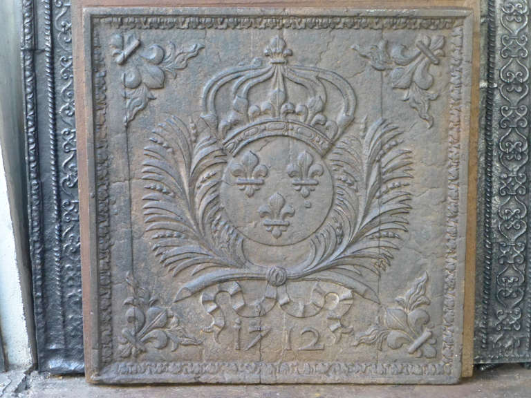 18th Century Arms of France Fireback, Dated 1712