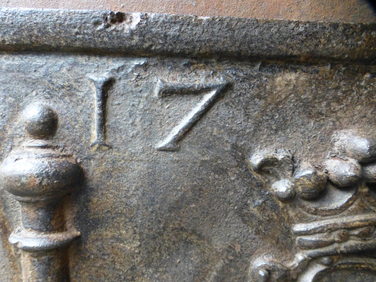 Cast 18th Century Monogram Fireback with the date 1730