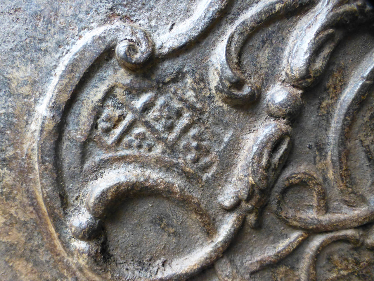 Iron 18th Century Monogram Fireback with the date 1730