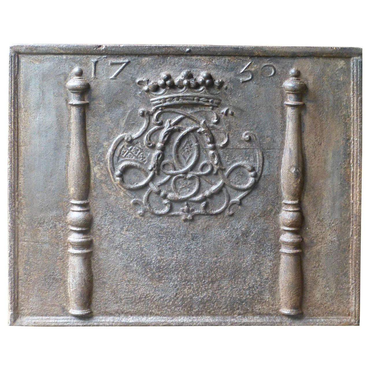 18th Century Monogram Fireback with the date 1730