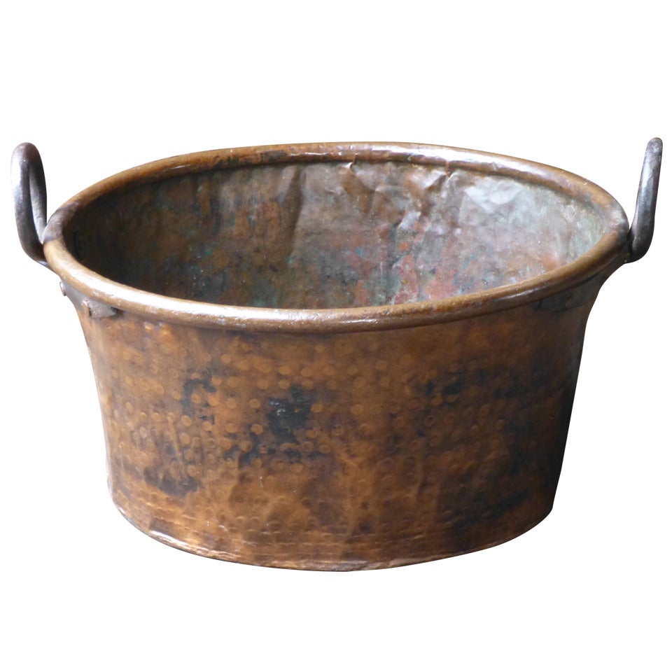 panier à bûches en cuivre du 19ème siècle