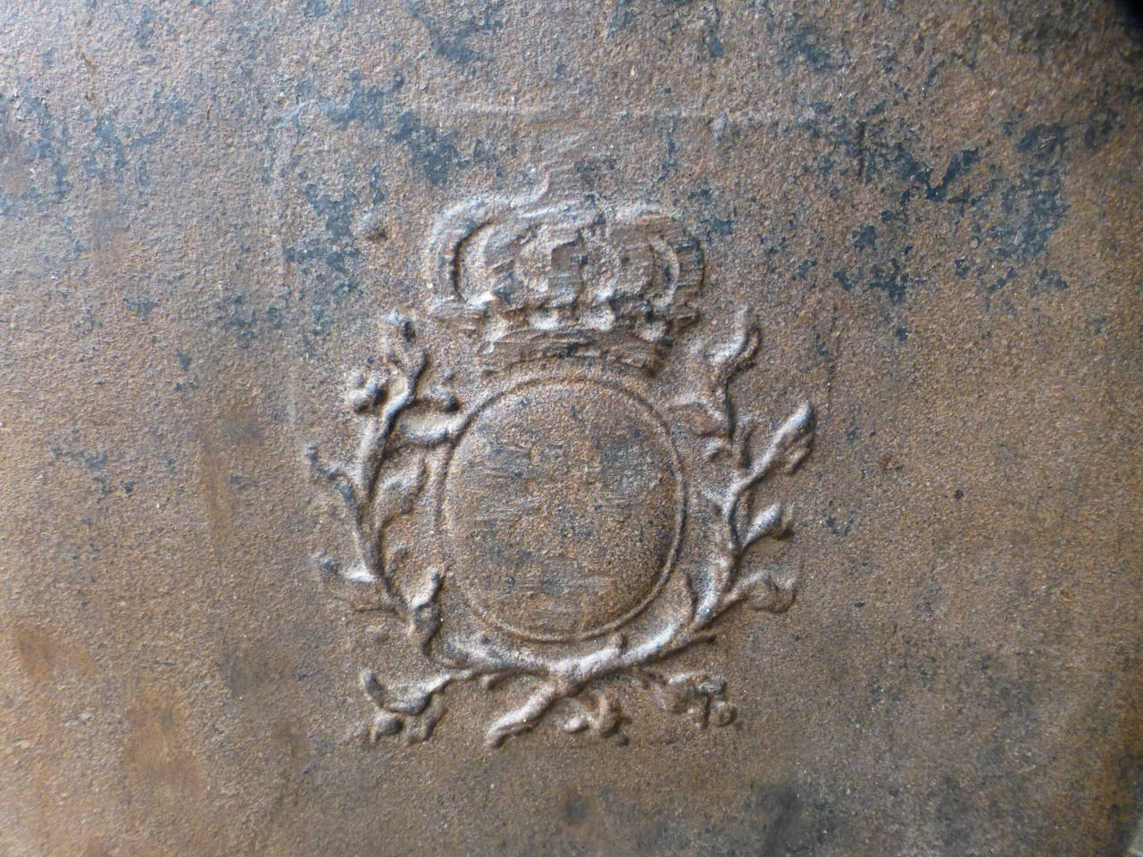 Cast 18th Century Pillars with Arms of France Fireback.