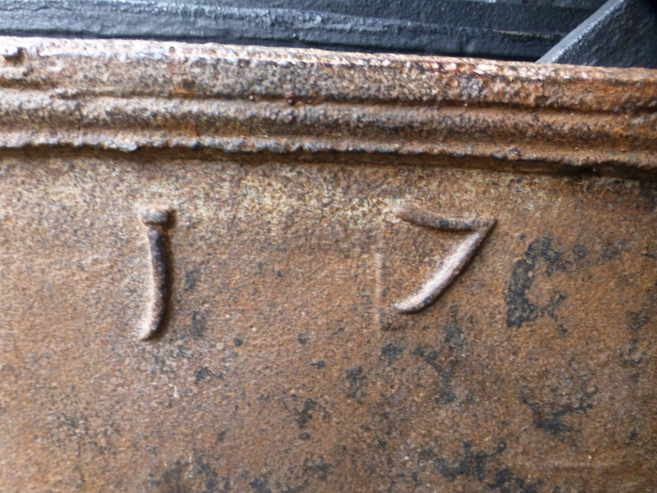 Iron 18th Century Pillars with Arms of France Fireback.