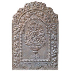18th Century Flower Basket Fireback Dated 1723