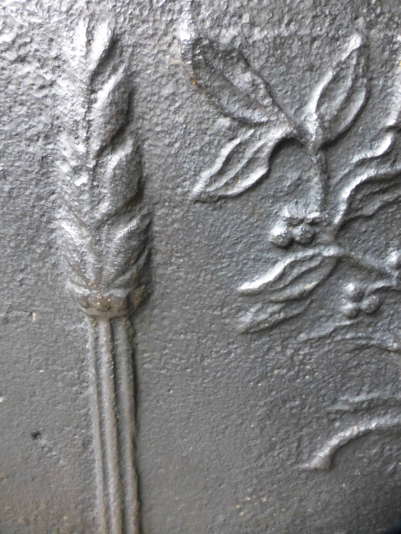 French 18th Century Pillars With Olive Branch Fireback Dated 1791