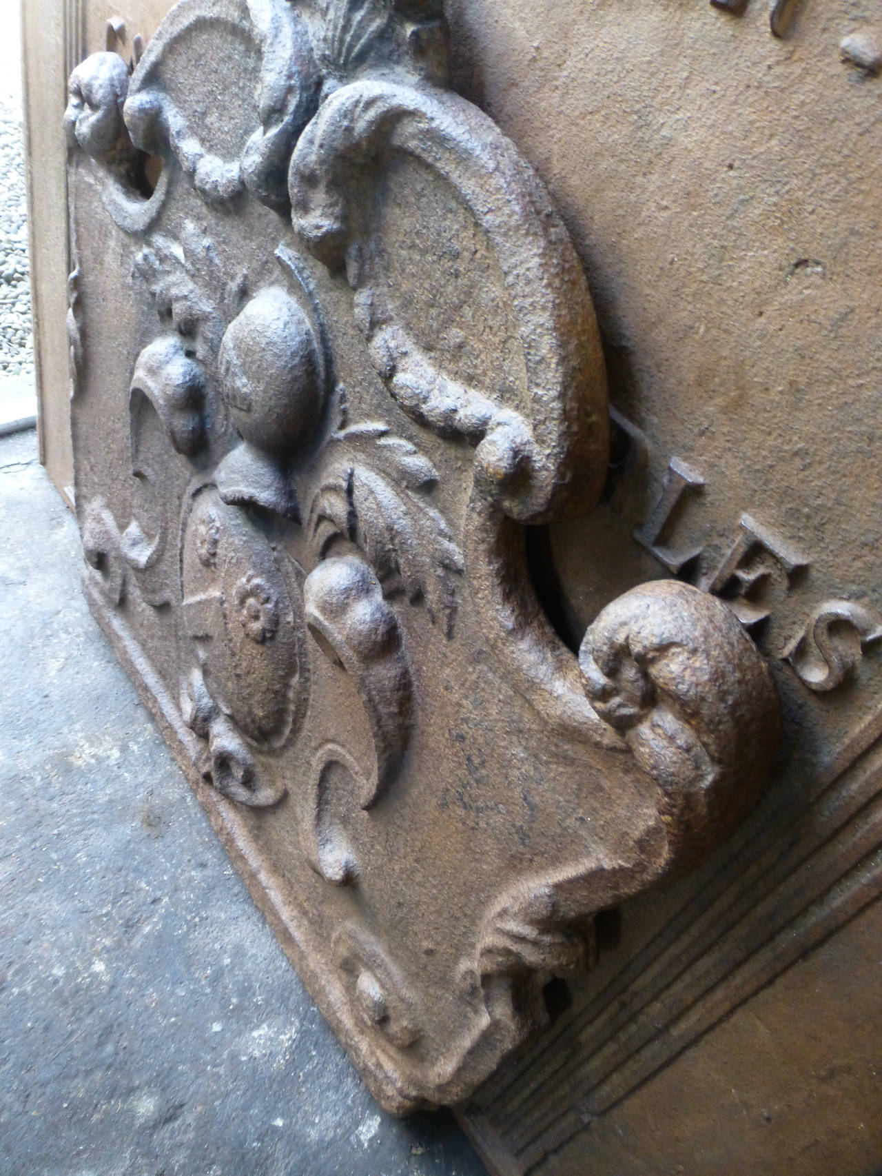 Iron 17th Century French Coat of Arms Fireback