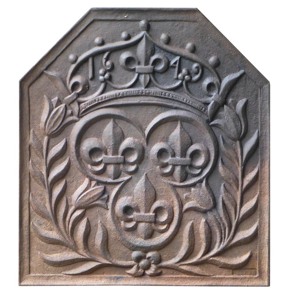 20th Century Reproduction of an Arms of France Fireback, Dated 1649