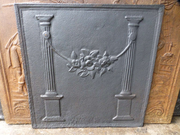 French 19th Century Pillars with Flowers Fireback
