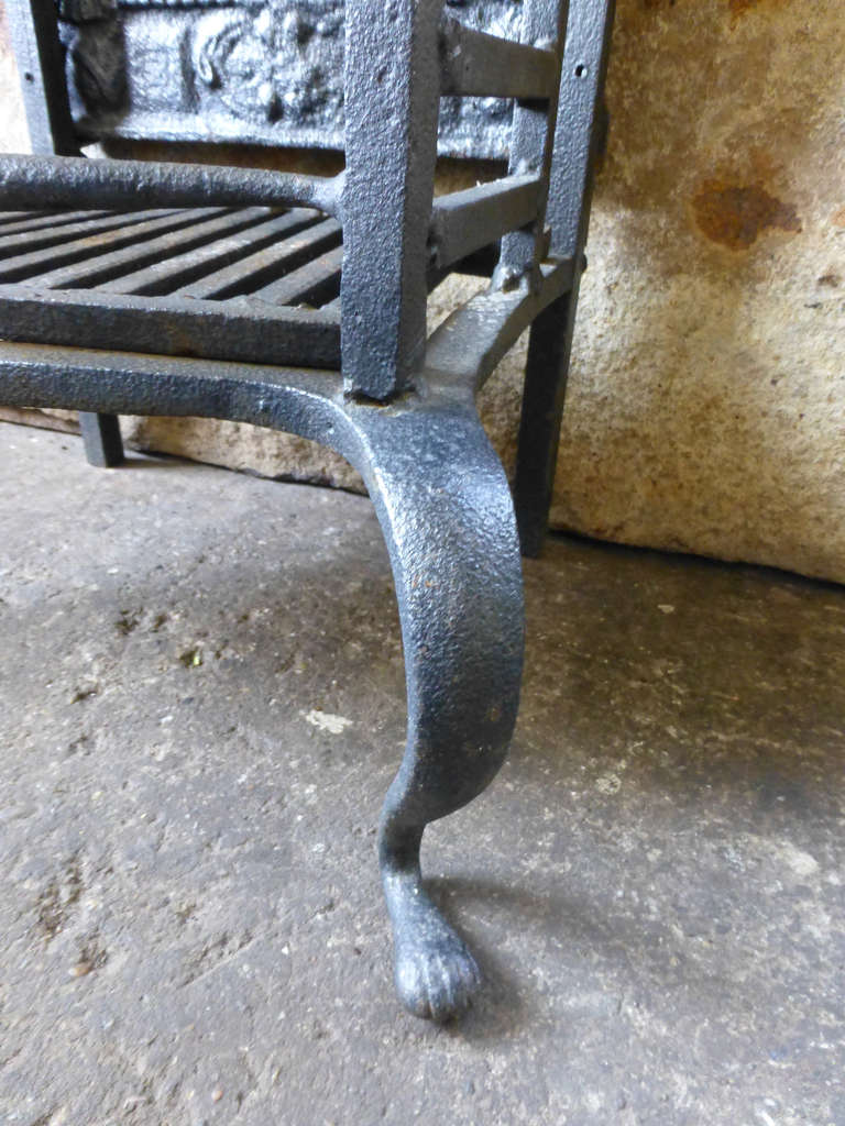 Rococo 18th/19th c. Fire Grate with 17th c. Fireback