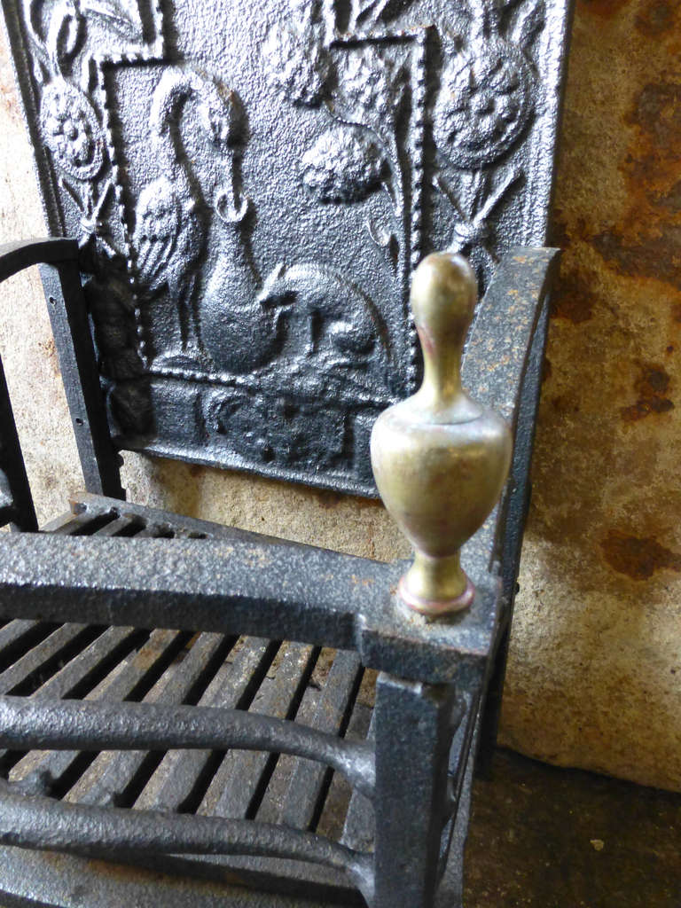 British 18th/19th c. Fire Grate with 17th c. Fireback