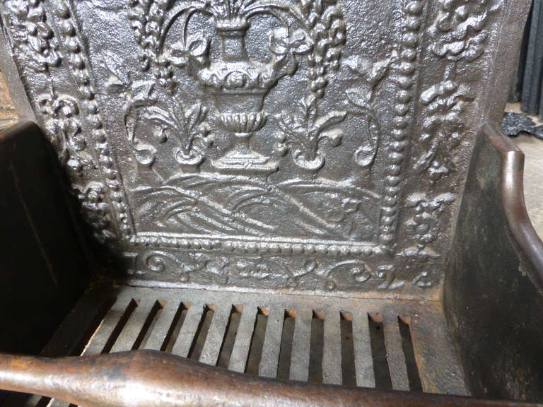 19th c. Fireplace Grate with 18th c. Fireback 2