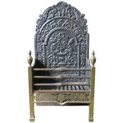 19th c. Fireplace Grate with 18th c. Fireback