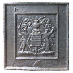 17th c. Fireback With Coat Of Arms of House of Grimaldi, Monaco