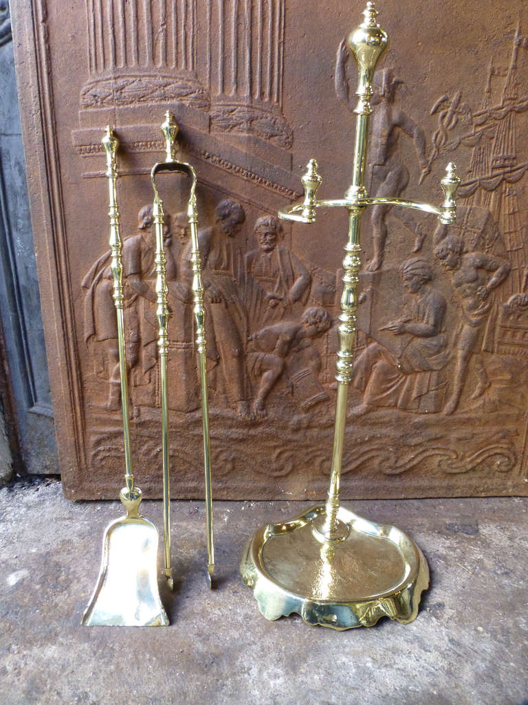 19th Century French Fire Tool Set and Stand, Signed Grandry Fils 4