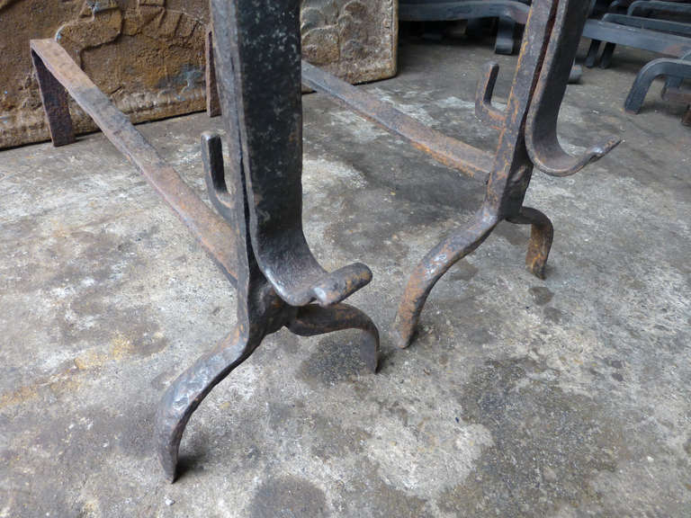 18th c. Large Wedding Pair Andirons, Firedogs 2