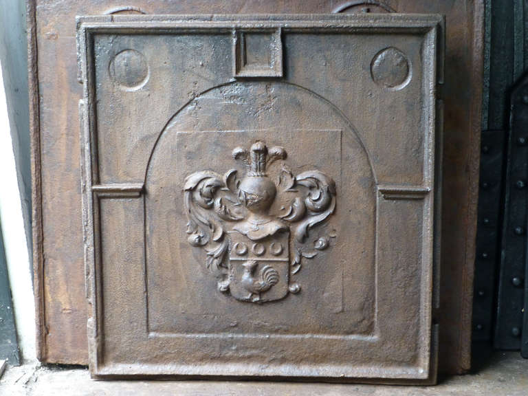 Unknown French coat of arms. Fireback is a stove plate.