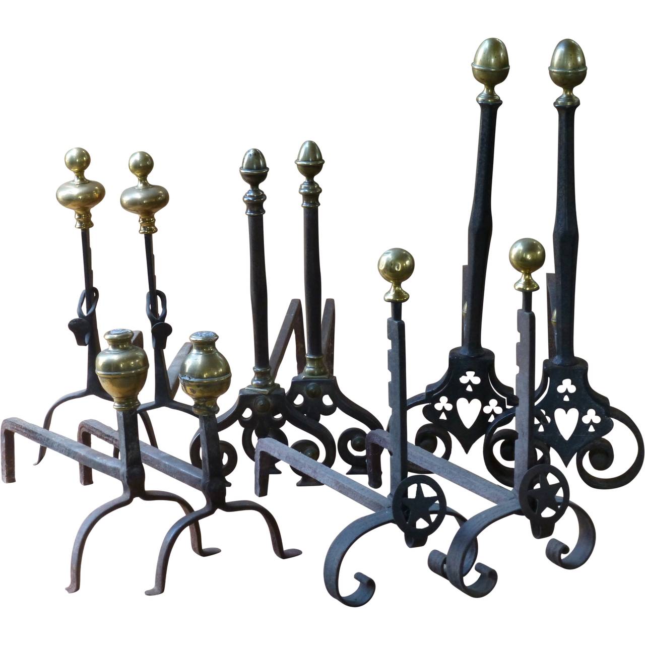Antique French Andirons or Fire Dogs. These andirons can be bought separately. Prices vary somewhat. The indicated price is the average excluding shipping to North-America and Europe.

You can see all our current andirons for sale at 1stdibs by