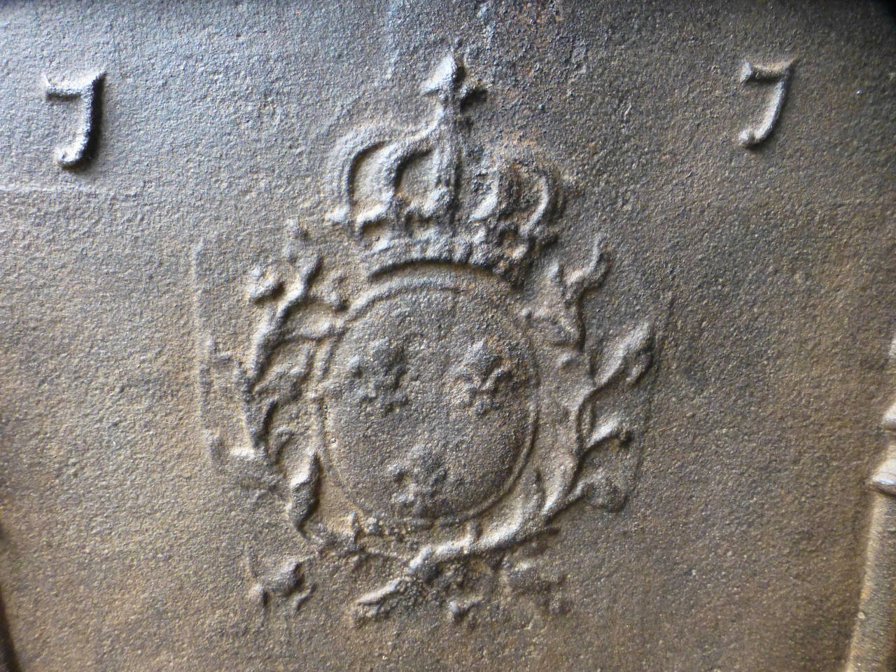 Cast 18th Century Pillars with Arms of France Fireback Dated 1770