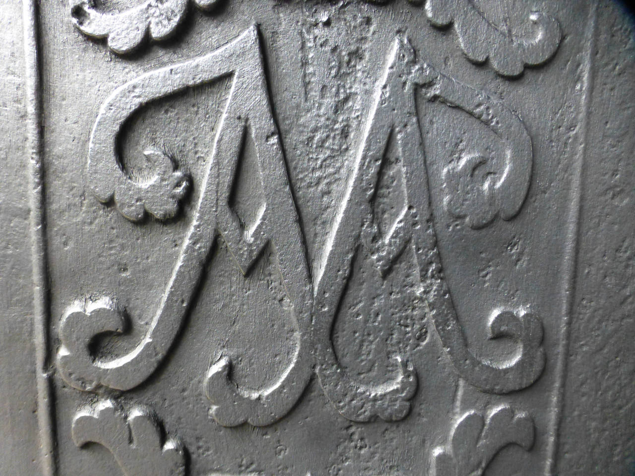 Iron 18th Century French Fireback with Monogram dated 1731