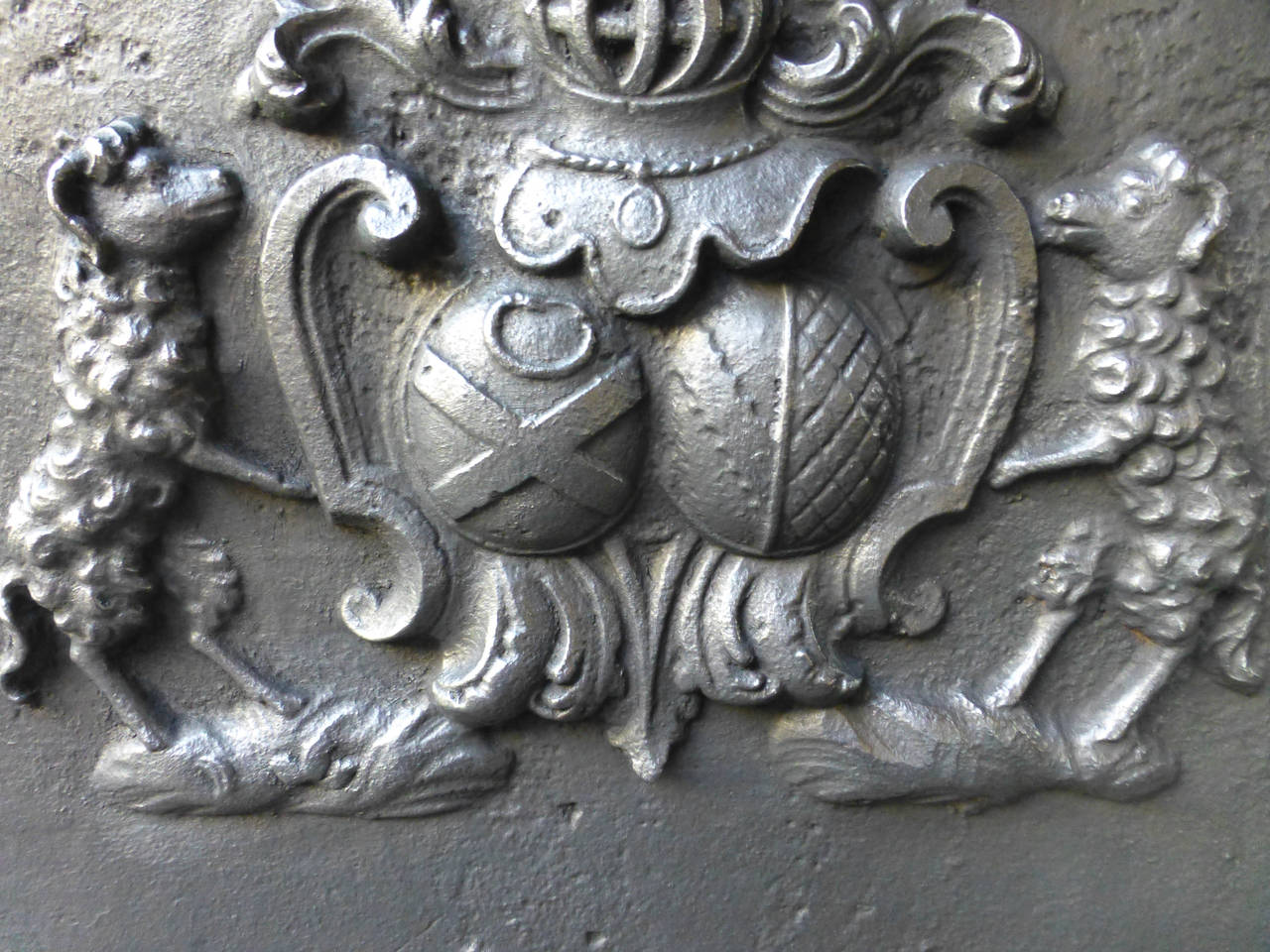Cast 18th Century French Coat of Arms Fireback, 1734