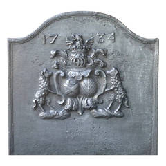 18th Century French Coat of Arms Fireback, 1734
