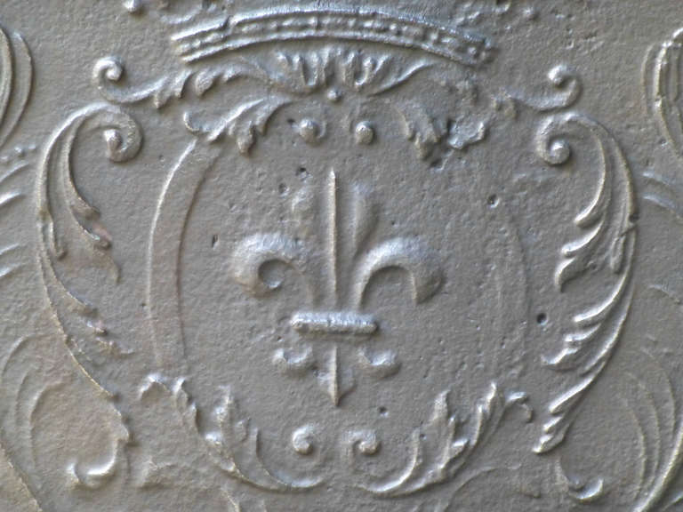 French 18th Century Arms of France Fireback, Dated 1748