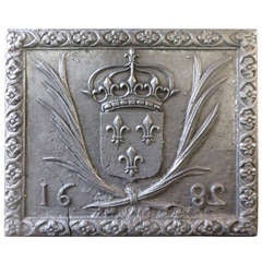 17th Century Arms of France Fireback Dated 1628