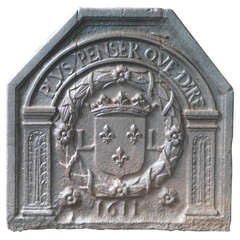 17th C. Plus Penser Que Dire Fireback, Dated 1611