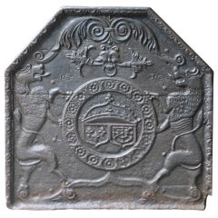17th Century Arms of France and Navarre Fireback, Dated 1630