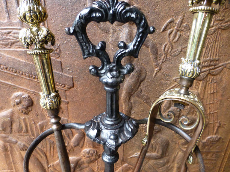 19th Century Rococo Fire Tool Set And Stand 2