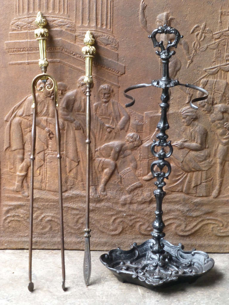 19th Century Rococo Fire Tool Set And Stand 5