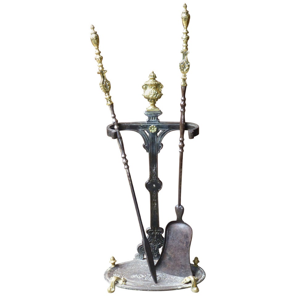 19th Century Neoclassical Fire Tool Set and Stand