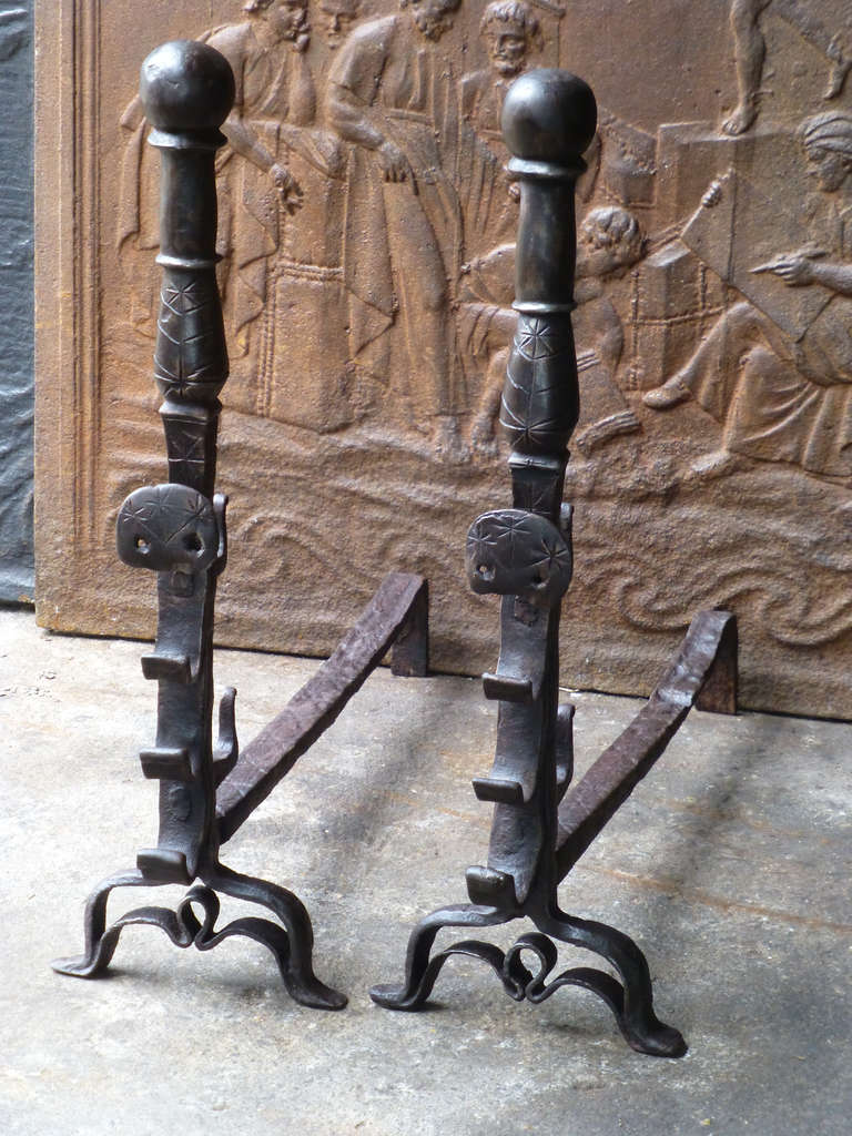 French 16th-17th Century Gothic Andirons