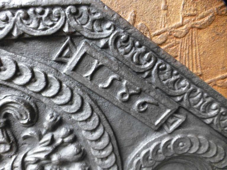 Iron 18th Century Arms of France Fireback, Dated 1586