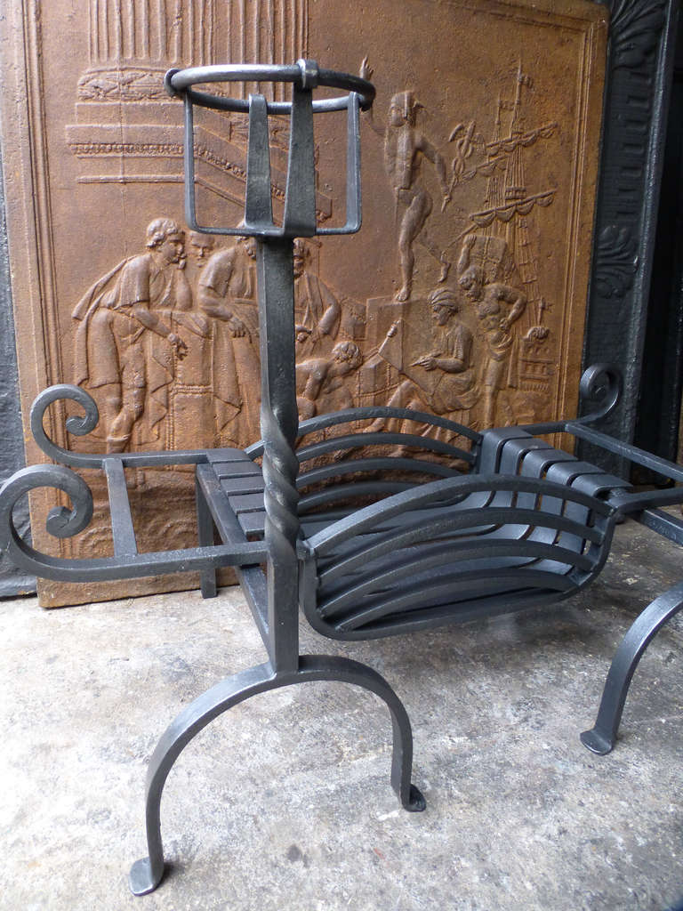 Wrought Iron 20th Century Fireplace Grate, Fire Grate