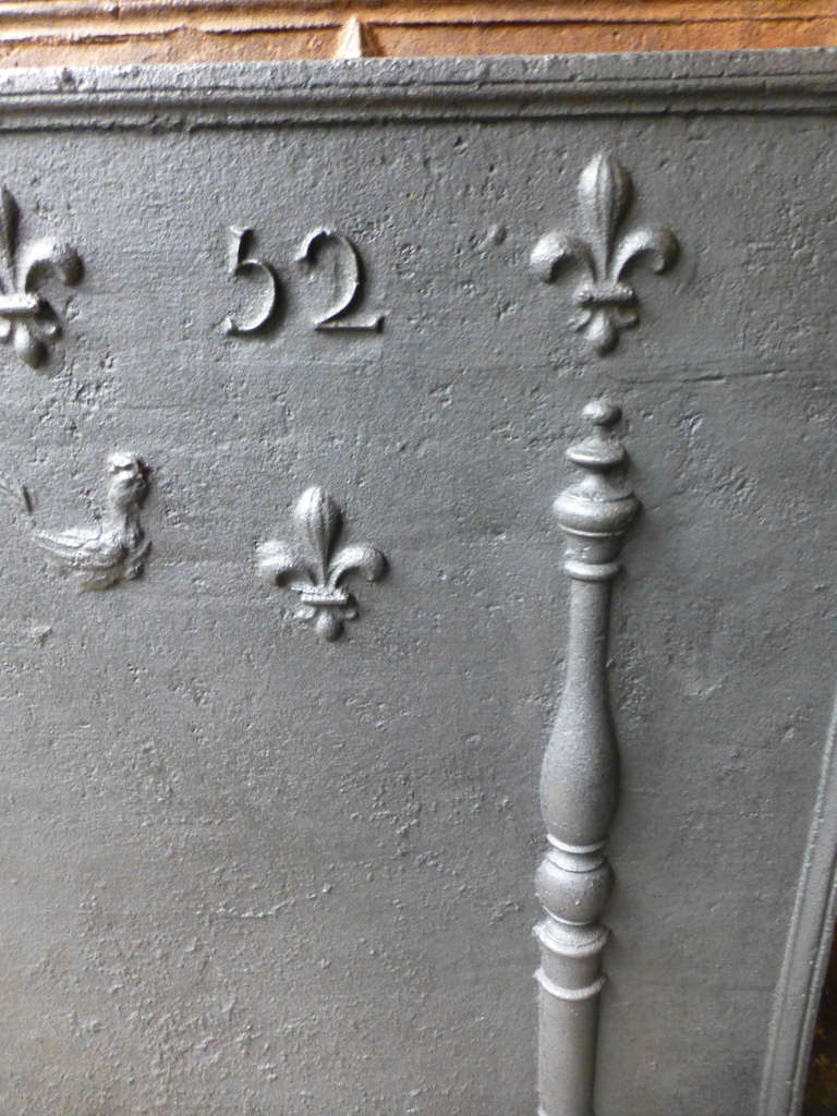 18th Century and Earlier 18th Century Pillars with Fleurs de Lys Fireback dated 1752