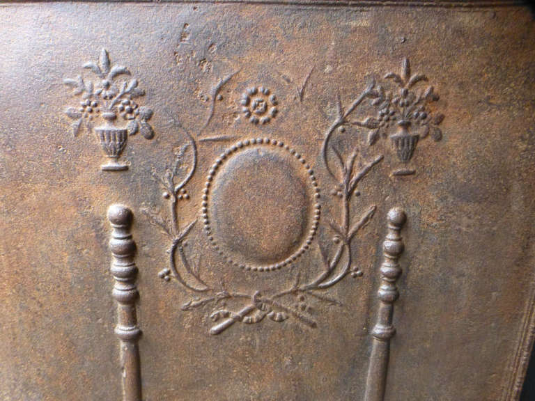 French 19th Century Pillars with Decoration Fireback