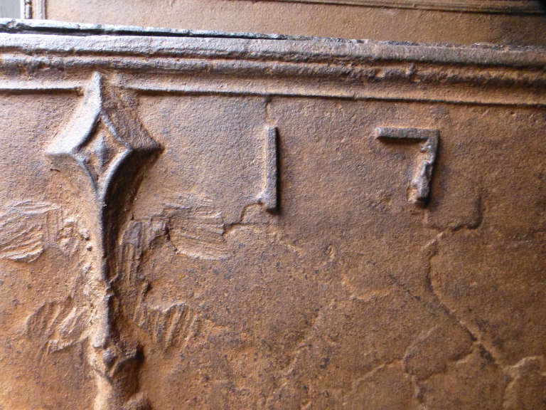 18th Century and Earlier 18th Century Pillars with IHS Monogram Fireback dated 1765