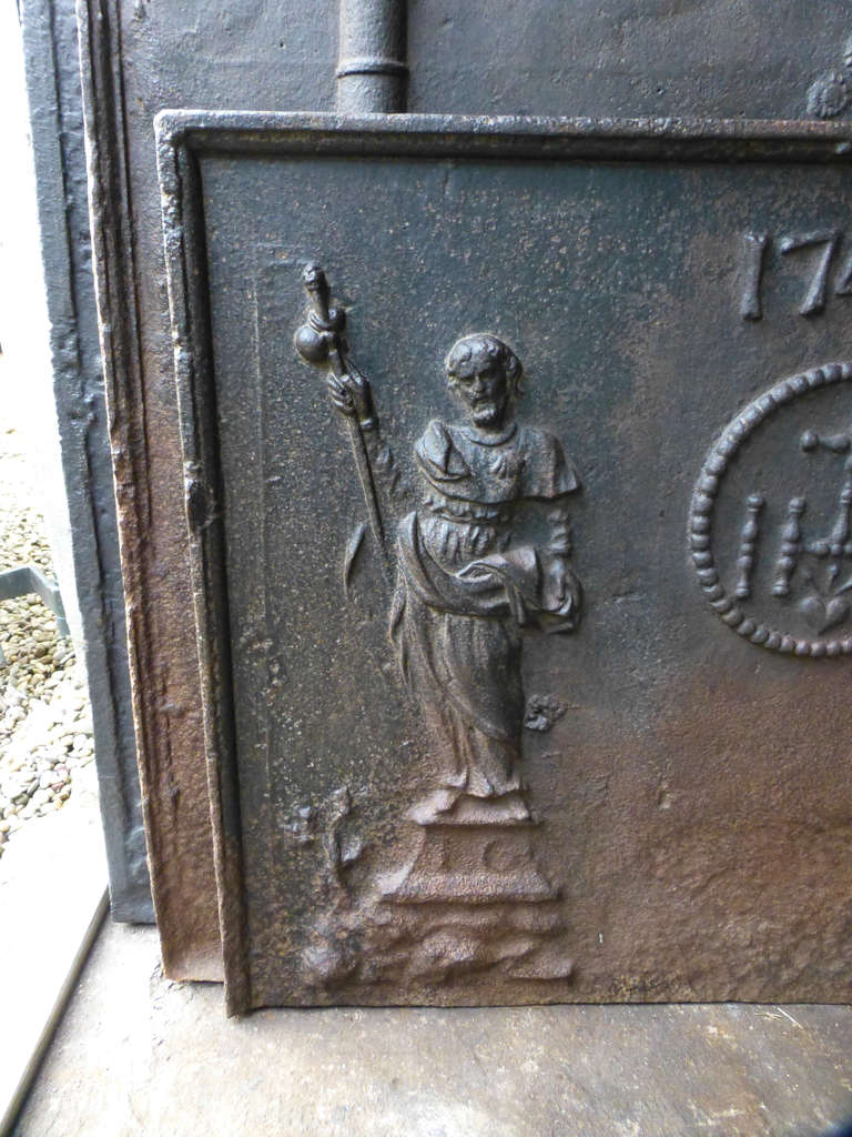 French 18th Century Pilgrim Fireback Dated 1747