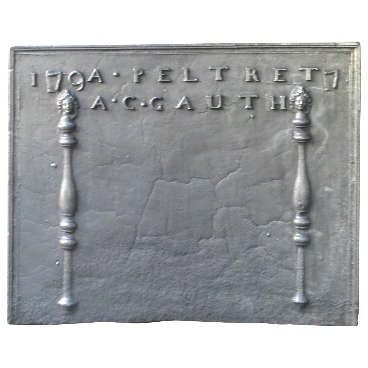 Antique French 'Marriage' Fireback / Backsplash, fechado en 1797